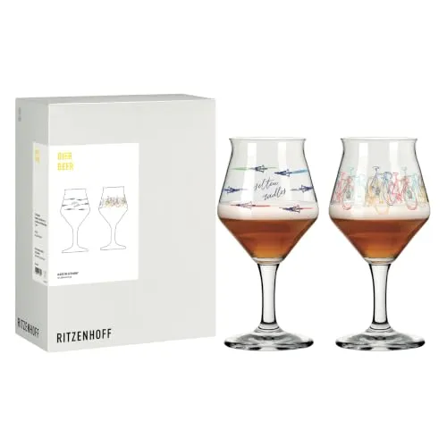 RITZENHOFF Bierglas-Set 427 ml – 2er Set mit Radsport-Motiv von Ritzenhoff