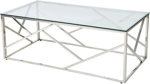 Livetastic Couchtisch, Silber und Glas - Eleganter rechteckiger Couchtisch in Silber und Klar, aus Glas und Metall, ideal für stilvolle Wohnzimmer und mit großzügigen Maßen von 60x45x120 cm.