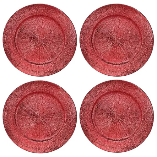 Annastore Platzteller 4 x Platzteller wiederverwendbar - Dekoteller aus Kunststoff, Ø 33 cm - In herrlich schimmernder Optik