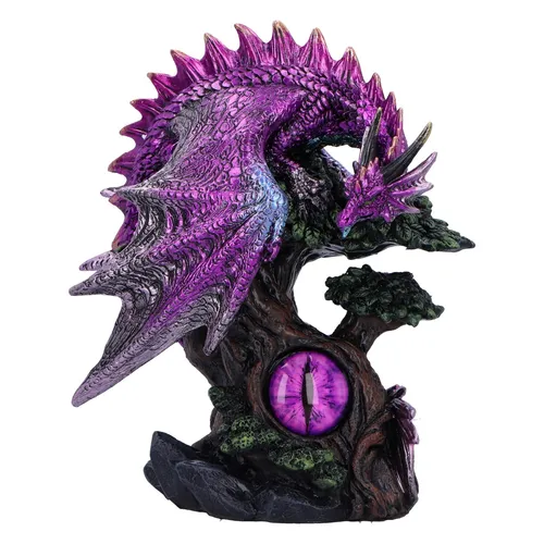 Nemesis Now Draconic Seer Figurine 17cm, Resin, Pink/Purple, Dragon on Tree Figu