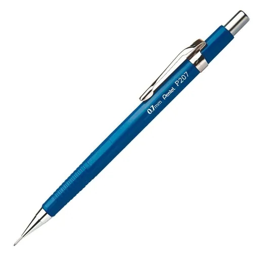 Pentel Sharp 200 P207-C Druckbleistift - 0.7 mm, Härtegrad HB, blau, präzises Arbeiten mit feststehendem Minenführungsrohr und integriertem Radierer