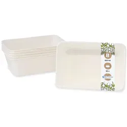 BIOZOYG 50 Stück rechteckige Schalen 650ml, 12x17x6,5cm Einwegschalen Zuckerrohrschalen Bagasseschalen Einweggeschirr Biogeschirr, kompostierbar