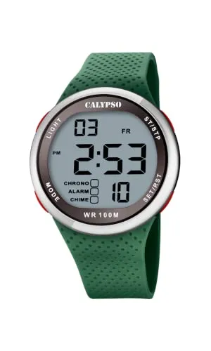 Calypso Sport Watch K5785/5 - Damen Armbanduhr mit 100m Wasserfestigkeit und 2 Jahren Herstellergarantie. Robustes Gehäuse aus Polycarbonat und vielfältige digitale Funktionen in buntem Design.