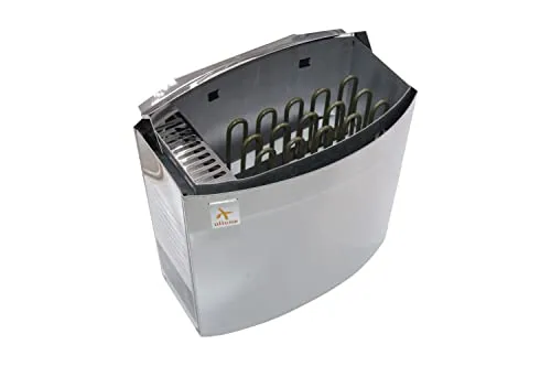 Elektrischer Saunaofen BC 9000 aus Edelstahl - Saunaofen mit 9 kW Heizleistung, ideal für Räume bis 12m³. Hergestellt aus hochwertigem Edelstahl, inklusive Wandhalterung für einfache Montage.