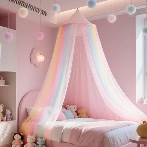 Diealles Shine Betthimmel Mädchen - Regenbogen Baldachin für Kinderzimmer - Baby Insektenschutz: Hochwertiges Moskitonetz, schützt effektiv vor Mücken und sorgt für eine angenehme Schlafumgebung, ideal für drinnen und draußen.