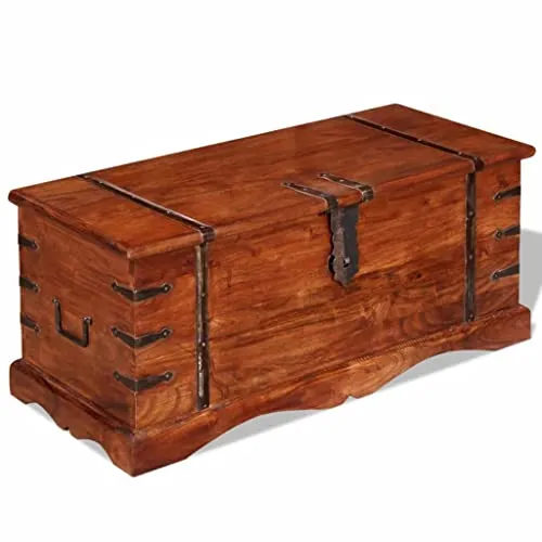 vidaXL Massivholz Aufbewahrungstruhe - Vintage Couchtisch & Beistelltisch - Truhe aus massivem Holz mit honigfarbenem Finish, ideal zur Aufbewahrung und als vielseitiger Couchtisch oder Beistelltisch.