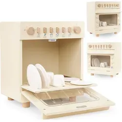 Mamabrum Holzgeschirrspüler für Kinder 3+ - Montessori Spielküche Zubehör, realistische Spülprogramme für motorische Fähigkeiten und kreatives Rollenspiel