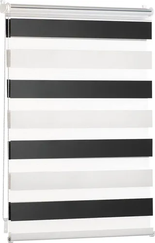 Blumtal Doppelrollo 120 x 130 cm - Klemmfix Rollo für Fenster ohne Bohren - Rollos für Fenster, einfache Klemmfix-Montage ohne Werkzeug, ideal für Mietwohnungen. Reguliert Licht und Privatsphäre mit modernem Zebra-Look.