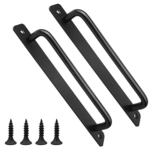 MINISOISO Schiebetür Griffe, 2 Stk 21CM Schiebetürgriffe, Schwarz Scheunentor Griff, Metal Schiebetür Handgriff (Inkl 4 Schrauben) Schiebetür Zieht Griff, Gartentorgriffe, Schrank Türgriff