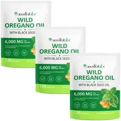 Acential Labs Wild Oregano Öl Kapseln 6000 mg - Hochwertige Softgels mit 6000 mg Oreganoöl und Schwarzkümmelöl für eine natürliche Unterstützung. Ideal für eine ausgewogene Ernährung und tägliche Vitalität.