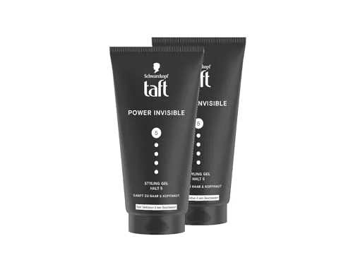 Schwarzkopf TAFT Gel Power Invisible Styling (2x 150 ml), Haargel ohne Verkleben und Beschweren, sanft zum Haar und zur Kopfhaut, veganes, Haarstyling-Gel