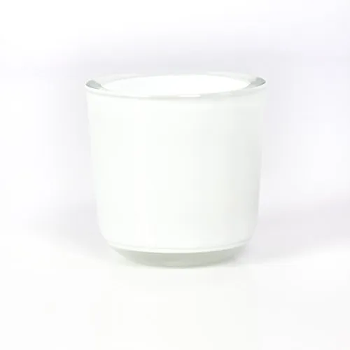 INNA-Glas Kleines Teelichtglas - Teelichthalter Nick, weiß, 8cm, Ø 8cm - Kerzenglas