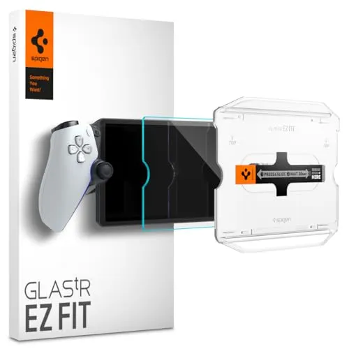 Spigen EZ Fit Schutzfolie [1P] für Sony PlayStation Portal Remote Player | für PS5-Konsolen, Gehärtetes Glas, inkl. Installationskit, Kristallklar, Kratzfest, Hüllenfreundlich, 9H Härte Folie