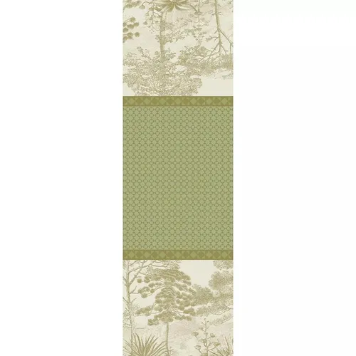 Garnier-Thiebaut Tischläufer Le Sud Vert 54x174 cm - Eleganter Tischläufer aus 100% Baumwolle, jacquard-gewebt und fleckabweisend. Ideal für festliche Anlässe oder den täglichen Gebrauch.