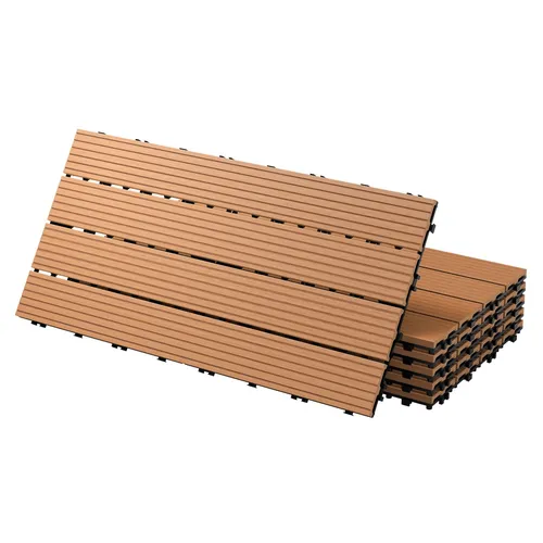 ECD Germany 12x WPC Terrassenfliesen 60x30cm Hellbraun