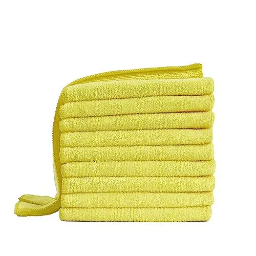 Premium Mikrofaser Putztuch 10er Set, Mikrofasertuch Extra Saugstark, Putzlappen Schwere Qualität 300 g/m², Microfaser Allzwecktücher für Barista, Auto, Haushalt, 40 x 40 cm Gelb
