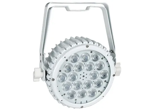 Showtec Compact PAR 18 MKII Pad, weiß - Kompakte RGB-LED PAR - Lichttechnik mit 18 x 3 Watt RGB-LEDs, ideal für Studioanwendungen. Geräuschlos und flimmerfrei, perfekt für beeindruckende Farbmischungen. Verknüpfbar mit bis zu 15 Geräten.