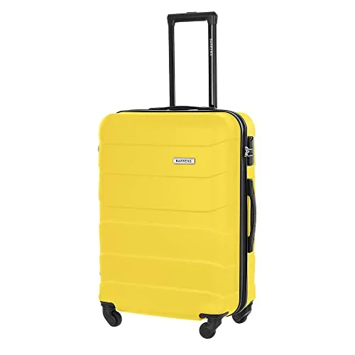 BARRENS Reisekoffer Mittelgroß Koffer Trolleys Hartschalenkoffer ABS Material Handgepäck für Flugzeug mit 4 Rollen Spinnerräder Rollkoffer Gepäck Suitcase Groß Mittel Leicht 66x46x26 cm 60 L (Gelb)