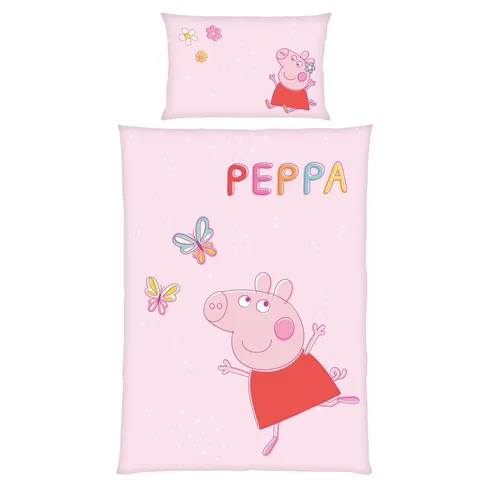 Peppa Pig Wutz Bettwäsche für Mädchen 40x60 + 100x135 cm - Bettwäsche für Kinder aus 100% Baumwolle, waschbar bis 60°C und trocknergeeignet. Ideal für kleine Peppa Pig-Fans im Schlafzimmer.