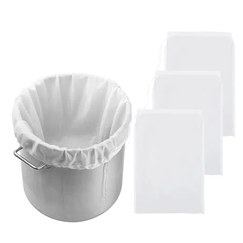 Filterbeutel, 3 stück Filter Braubeutel, 45 * 60 cm Hopfenfilter, Hopfensack mit Kordelzug, Siebbeutel für Heimbrauen, Brew Bag 120 Micro, Brühbeutel Filter für Wein, Bier, Kuchen, Braukörner