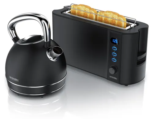 Arendo Frühstücks-Set: Wasserkocher & Toaster in Schwarz von Arendo