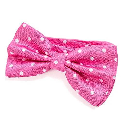 DonDon Edle gepunktete pinke Fliege bzw. Schleife mit Haken - bereits gebunden und verstellbar