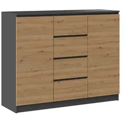 CDF Moderne Kommode 2D4S - Anthrazit-Eiche Artisan - Kommode mit 2 Türen und 4 Schubladen, minimalistisches Design mit grifflosen Fronten, ideal für Wohnzimmer, Schlafzimmer oder Büro.