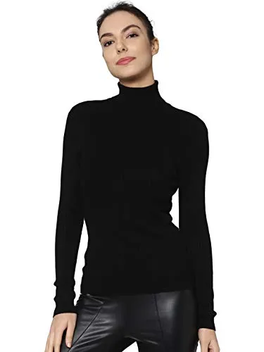 ONLY Damen Struktur Rollkragen Pullover ONLKAROL NOOS, Schwarz, Größe M - Eleganter Rollkragenpullover aus feinem Viskose-Strick, ideal für stilvolle Outfits und hohen Tragekomfort.