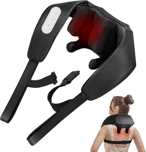 BIBIRE Nackenmassagegerät mit Wärmefunktion – Shiatsu Massagegerät 4D Tiefengewebsmassage für Nacken, Schulter, Bein & Körper – Muskelentspannung & Schmerzlinderung – für Zuhause, Büro & Auto