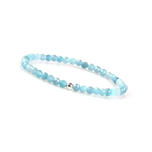 GD GOOD.designs Aquamarin Armband Damen - Armband für Damen aus echten Natursteinen und 925 Silber Perle, perfekte Passform (15–19 cm) mit kostenlosem Anpassungsservice, ideal als Geschenk für Valentinstag.