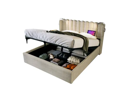 Odikalo Polsterbett Doppel Jugendbett Bettgestell Kopfteil Stauraum 140x200(Mit Matratze)