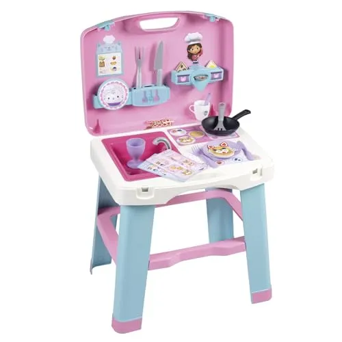 Smoby Gabby's Dollhouse Mobile Küche - Spielmöbel für Kinder ab 3 Jahren, ergonomisch und schnell aufzubauen. Die mobile Küche verwandelt sich im Handumdrehen und bietet viel Zubehör für kreatives Kochen!