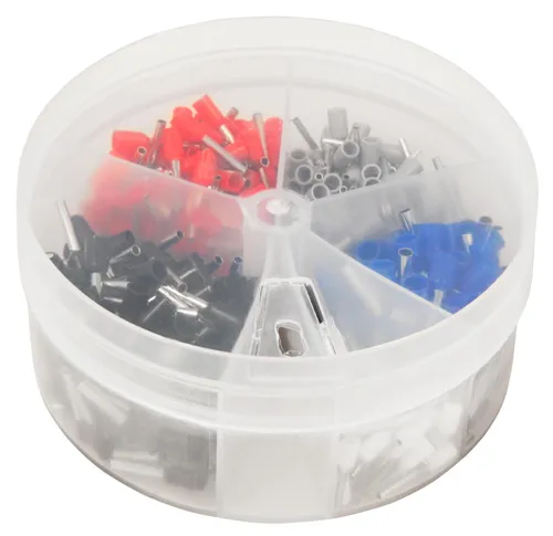 Aderendhülsen-Sortiment, 0,5-2,5mm², isoliert, Streudose, 400-teilig