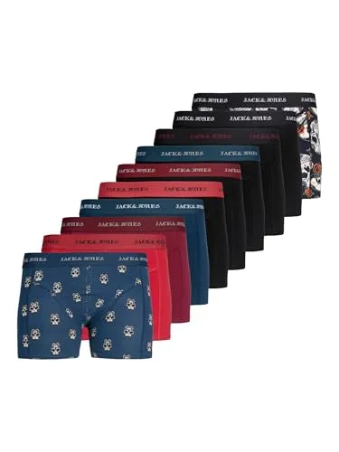 JACK & JONES Herren Jacmurphy Skull Trunks 10er Pack, Titan, Größe L - Praktisches 10er Pack Boxershorts für Männer von Jack & Jones, stylish und bequem für den täglichen Gebrauch.