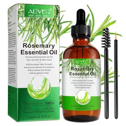 Bio Rosmarinöl 120ml | Rosemary Essential Oil für Haarwachstum & Hautpflege | Kaltgepresst | stärkt das Haar und stimuliert das Haarwachstum | Auch für Wimpern und Augenbrauen | (120ml)