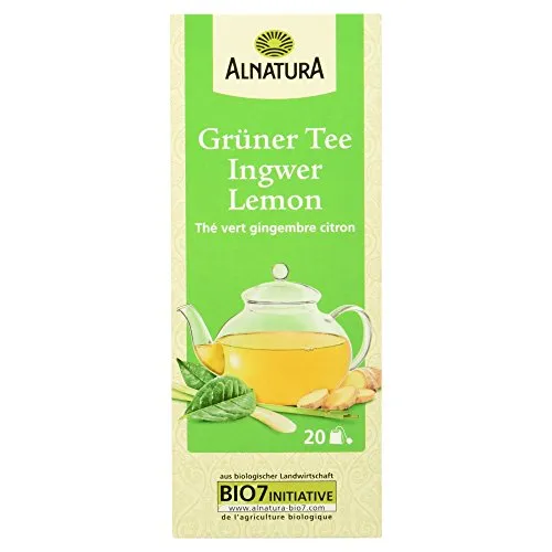 Alnatura Bio Grüner Tee Ingwer Lemon, 20 x 1.5g