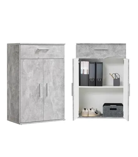 mokebo Mehrzweckschrank Der Praktische (90cm Höhe) in Grau - Hochschrank, cleverer Stauraum mit mehreren Fächern und Schubladen, ideal für Küche, Büro oder Vorratsraum. Made in Germany, unkomplizierte Lieferung direkt zu dir!