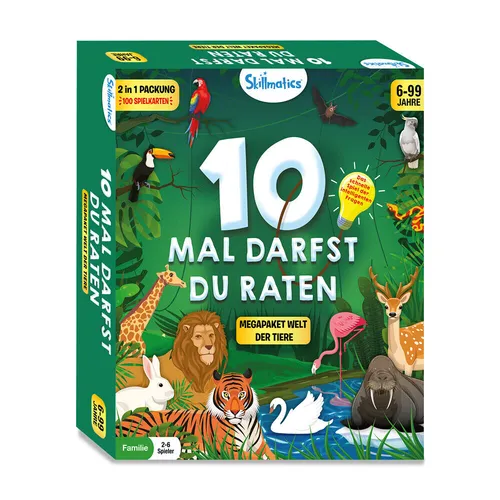 Skillmatics - 10 Mal Darfst Du Raten - MEGAPAKET WELT DER TIERE - Kartenspiel