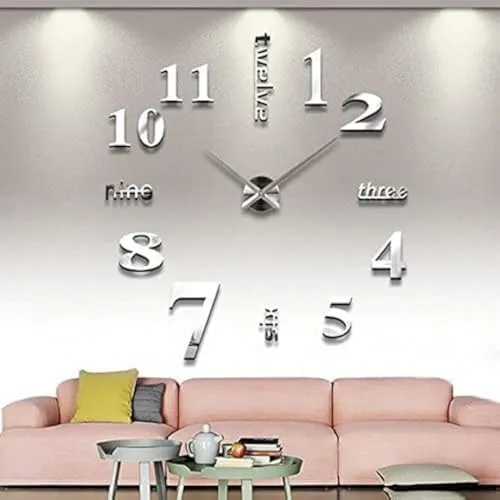 Produktbild Timelike DIY Wanduhr, DIY Wanduhren Mit 3D Visuelle Aufkleber Modern Design Acryl Wanduhren Geeignet für Home Dekoartikel,Restaurant, Büro und Hotel Silber