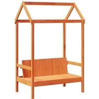 vidaXL Bank mit Dach - Sitzbank aus Kiefernholz - Sitzbank mit Rückenlehne im Latten-Design, stabil und langlebig aus massivem Kiefernholz, ideal für Garten, Schlafzimmer oder Kinderzimmer.