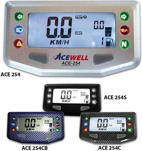 Multifunktionelles Digitalinstrument, silber, Tacho Tank Uhr Kontrollleuchten, grau-blaue Bele.