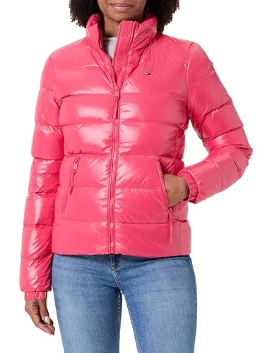 Tommy Jeans Damen TJW Slim Zip Print Daunenjacke DW0DW21618, Rot, Größe XL, Rot (Vintage Cerise), XL