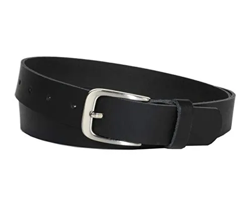 Vascavi Ledergürtel, 3 cm breit, Made in Germany, echt Leder Gürtel für Damen und Herren, kürzbar (115 cm Gesamtlänge 125 cm, Schwarz)