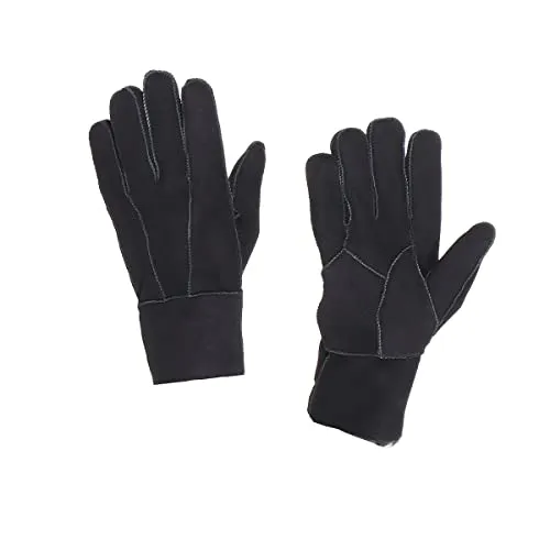 Harrys-Collection Damen Herren Handschuh aus Echtem Lammfell, Farben:dunkelbraun, Handschuhgröße:M