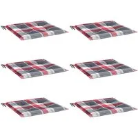vidaXL Gartenstuhl-Kissen 6Stk Rot Karomuster 40x40x4cm - Komfortable Sitzkissen im Roten Karomuster, ideal für Gartenmöbel. Langlebiges Oxford-Gewebe ist wasserabweisend und schmutzresistent. Perfekt für drinnen und draußen, mit rutschfestem Design für sicheren Halt.