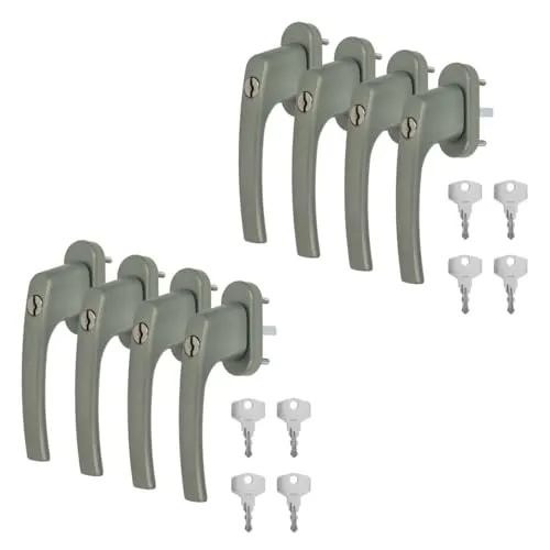 Alu Fenstergriff in Dunkelsilber F9 abschließbar - Stiftlänge 40mm 8 x