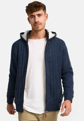Indicode Herren Strickjacke INRandolph blau XL (56) - Modische Strickjacke für Herren, ideal für lässige Outfits. Mit Kapuze und Reißverschluss ausgestattet, bietet sie Komfort und Stil in jeder Situation.