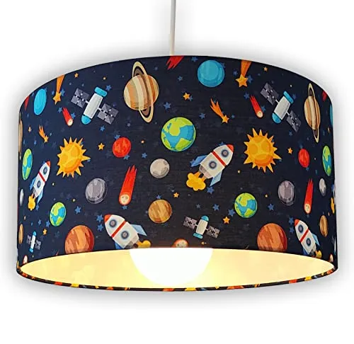 Niermann Standby Stoff-Pendelleuchte Weltall | Made in Germany | Ø 35 cm | Höhenverstellbare Aufhängung | Nachhaltig & Stilvoll