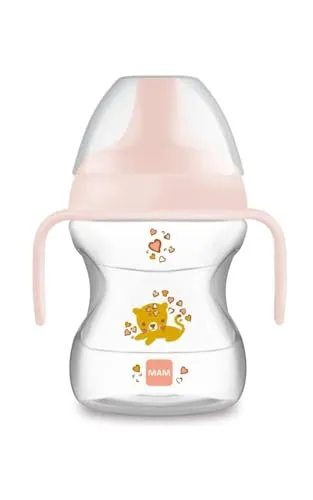 MAM Learn To Drink Cup mit abnehmbaren Griffen und Ausgießer, 6+ Monate, 190 ml, Rosa
