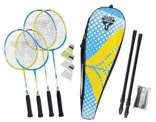 Talbot-Torro Badminton Set Family | Hochwertiges Badmintonset für die ganze Familie - Schläger-Set mit bespannten Schlägern und Schlägerhülle, ideal für Freizeitspiele und Familienaktivitäten im Freien.